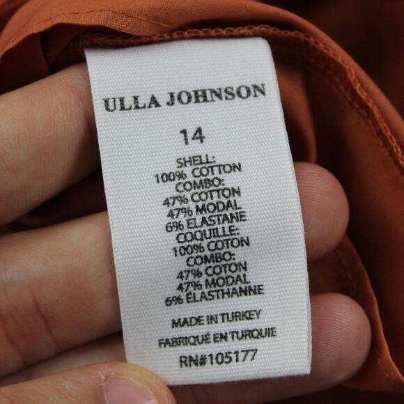 Ulla Johnson Dress Womens 14 Hanna Ruffle Mini Tiered Boho Summer Orange Chic - Picture 12 of 15